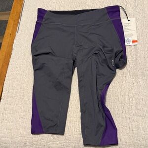 Gray and Purple Athletic Leggings